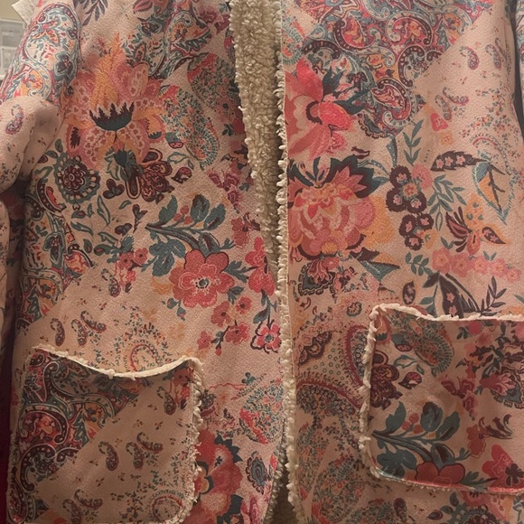 Vintage Paisley Floral Sherpa Lined Hooded Jacket - Picture 6 of 6